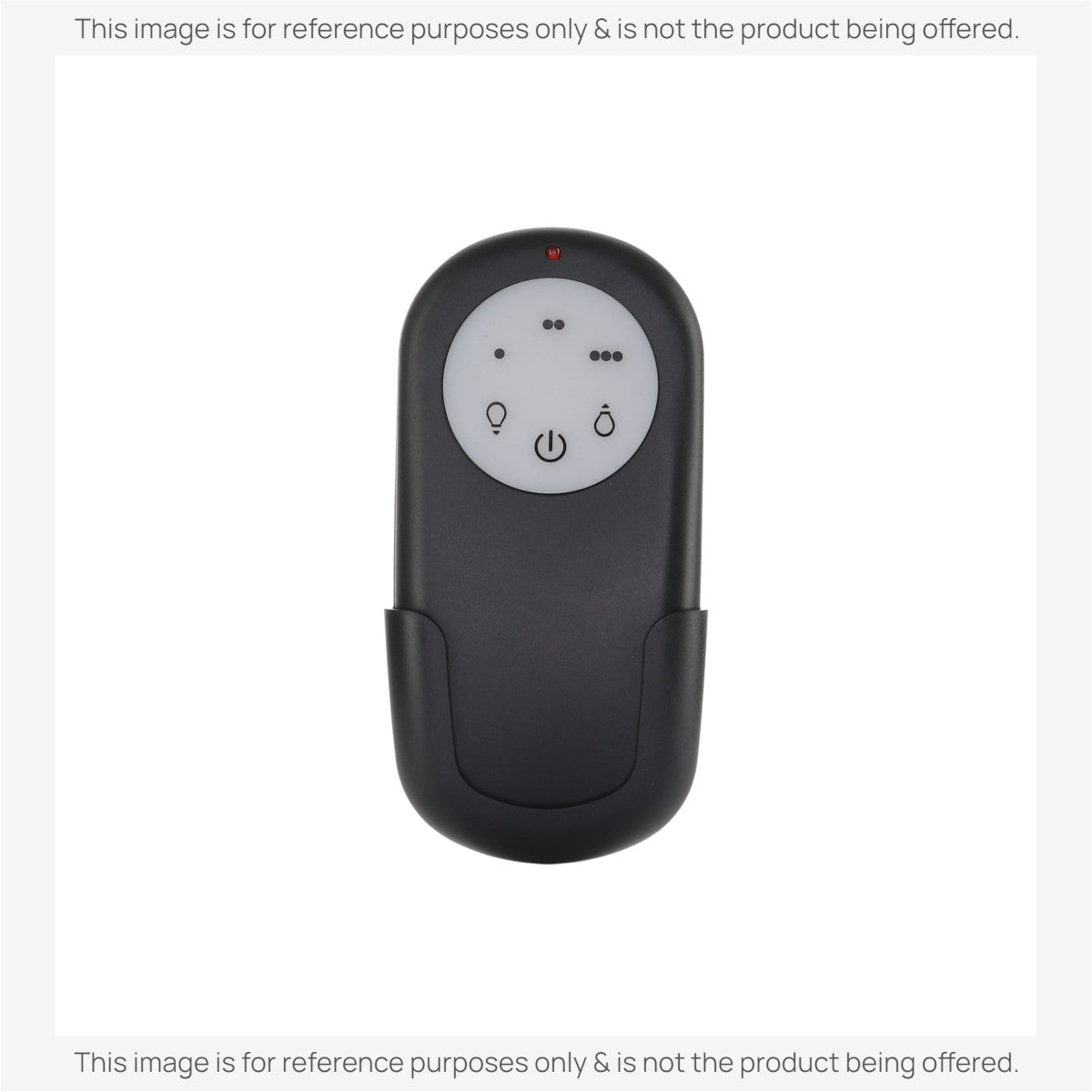 Anderic ceiling fan remote control with black casing, white circular button panel, and light and fan speed controls.