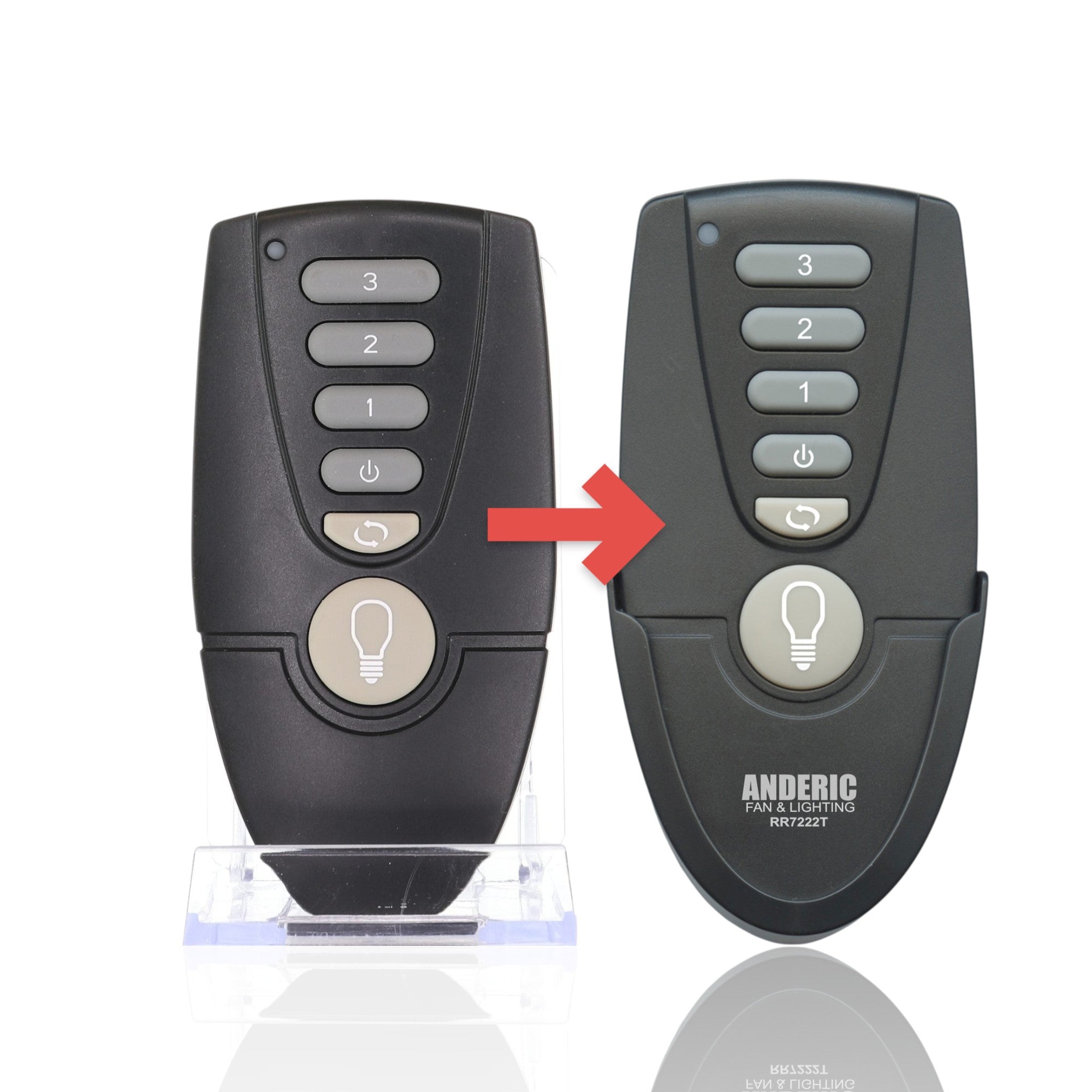 Anderic RR7222T434 ceiling fan remote control replacement for Home Decorators Collection with fan and light buttons