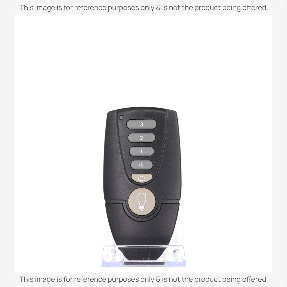 Anderic ceiling fan remote control in black with numbered speed buttons, power, reverse, and light function icons.