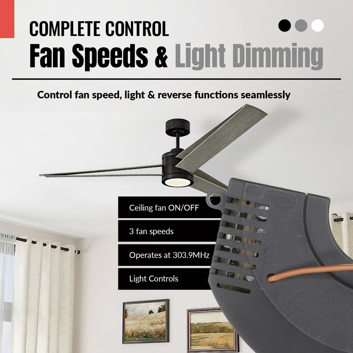 Anderic ceiling fan remote control kit receiver and remote features for Harbor Breeze fans with light dimming
