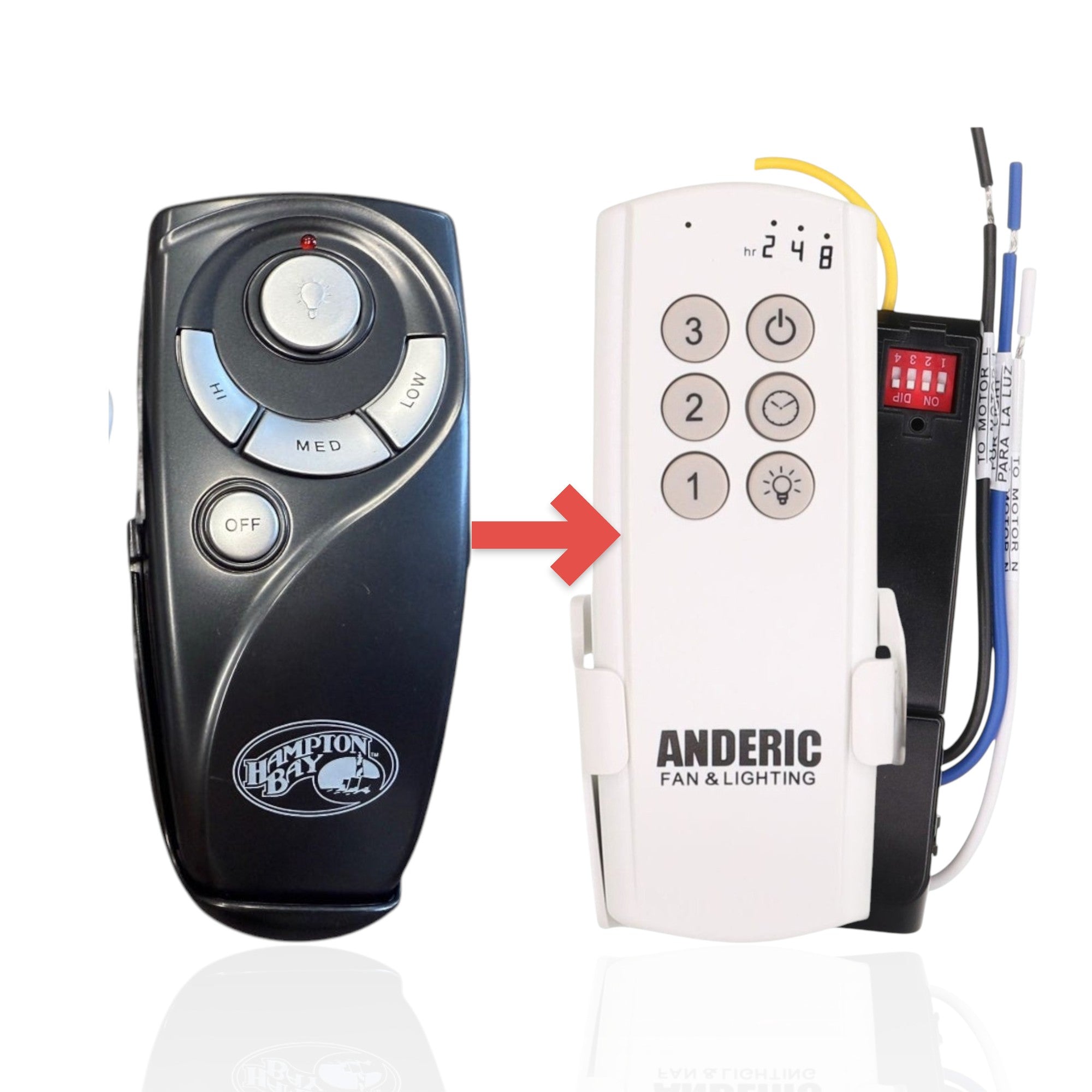 Anderic replacement remote control and receiver kit for Royal Breeze 60-inch ceiling fans in black and beige
