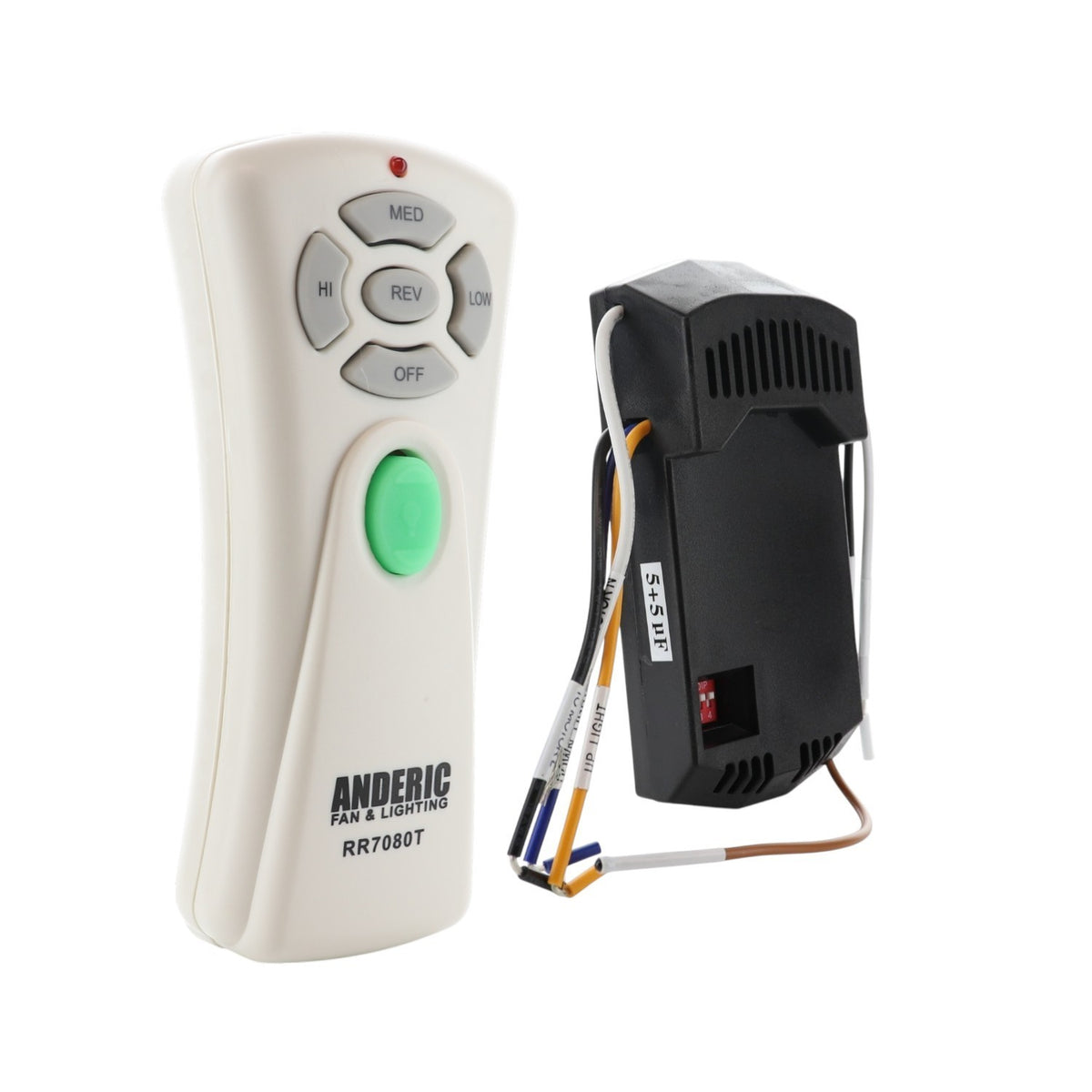 Anderic ceiling fan remote control and receiver kit for Windward III fans with speed and light control buttons