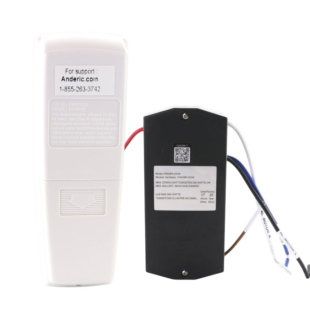Anderic ceiling fan remote control and receiver kit for DL-4114T with up and down light dimming functionality.