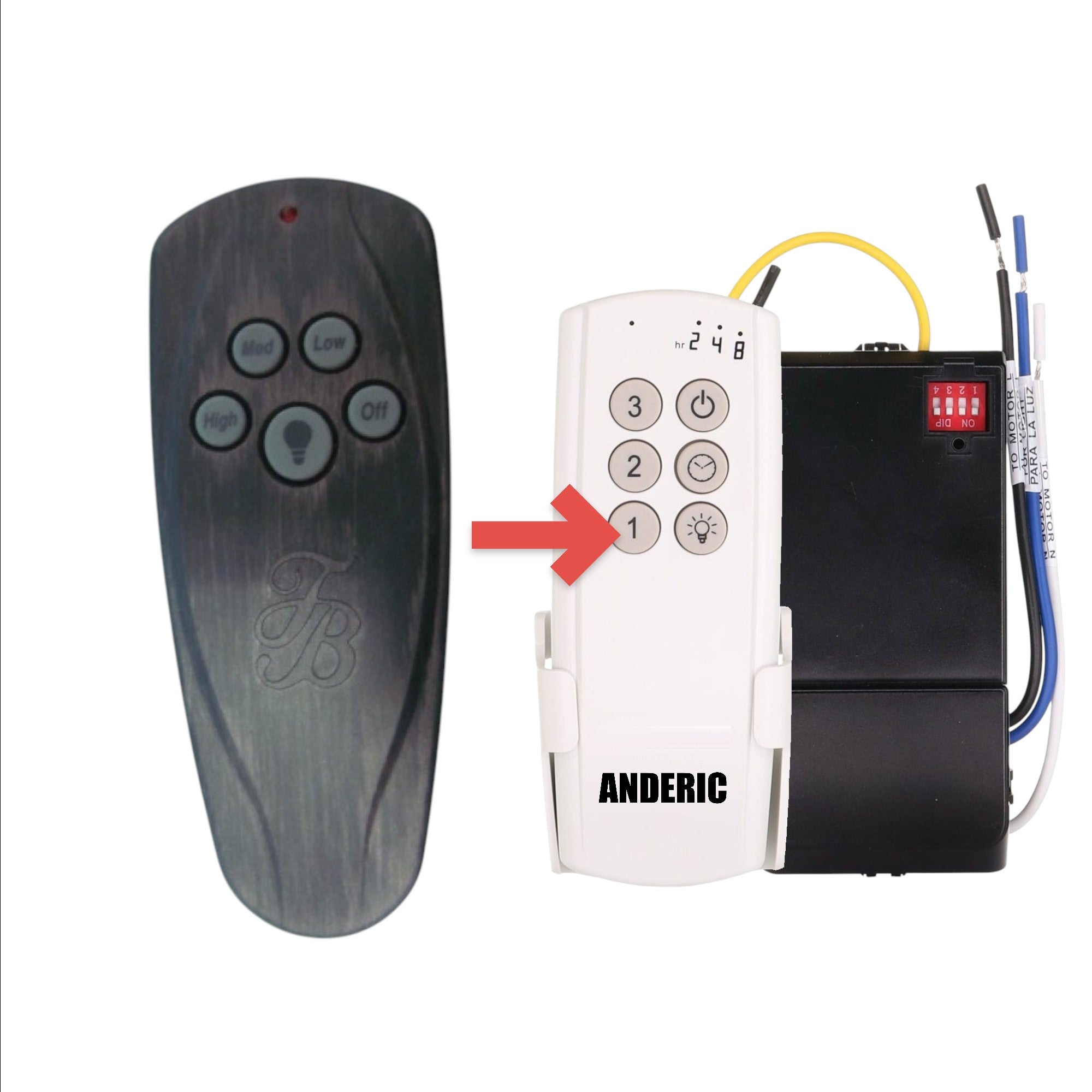 Anderic wireless ceiling fan remote control in dark bronze finish with speed and light buttons for UC7218T replacement