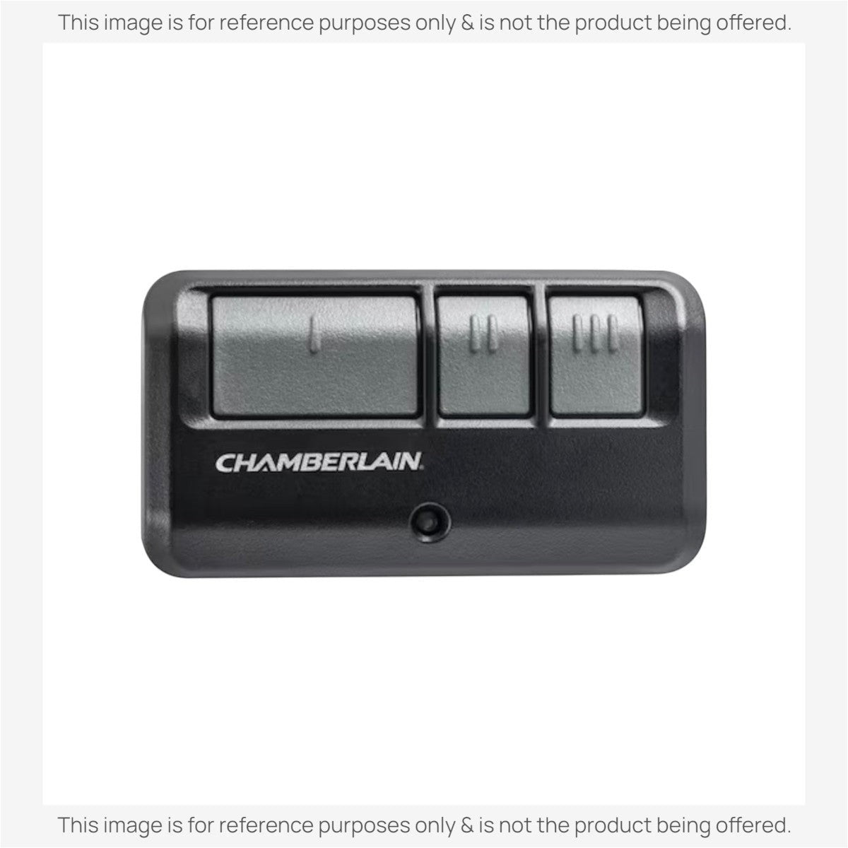 Anderic 3-button garage door remote control in black with grey buttons, compatible with Chamberlain systems.