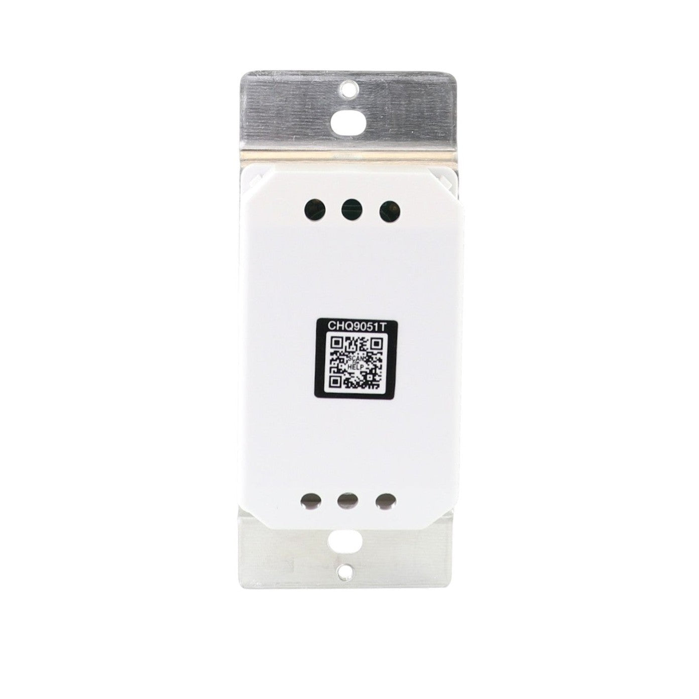 Anderic CHQ9051T wireless ceiling fan wall control remote with white faceplate and QR code for installation help.