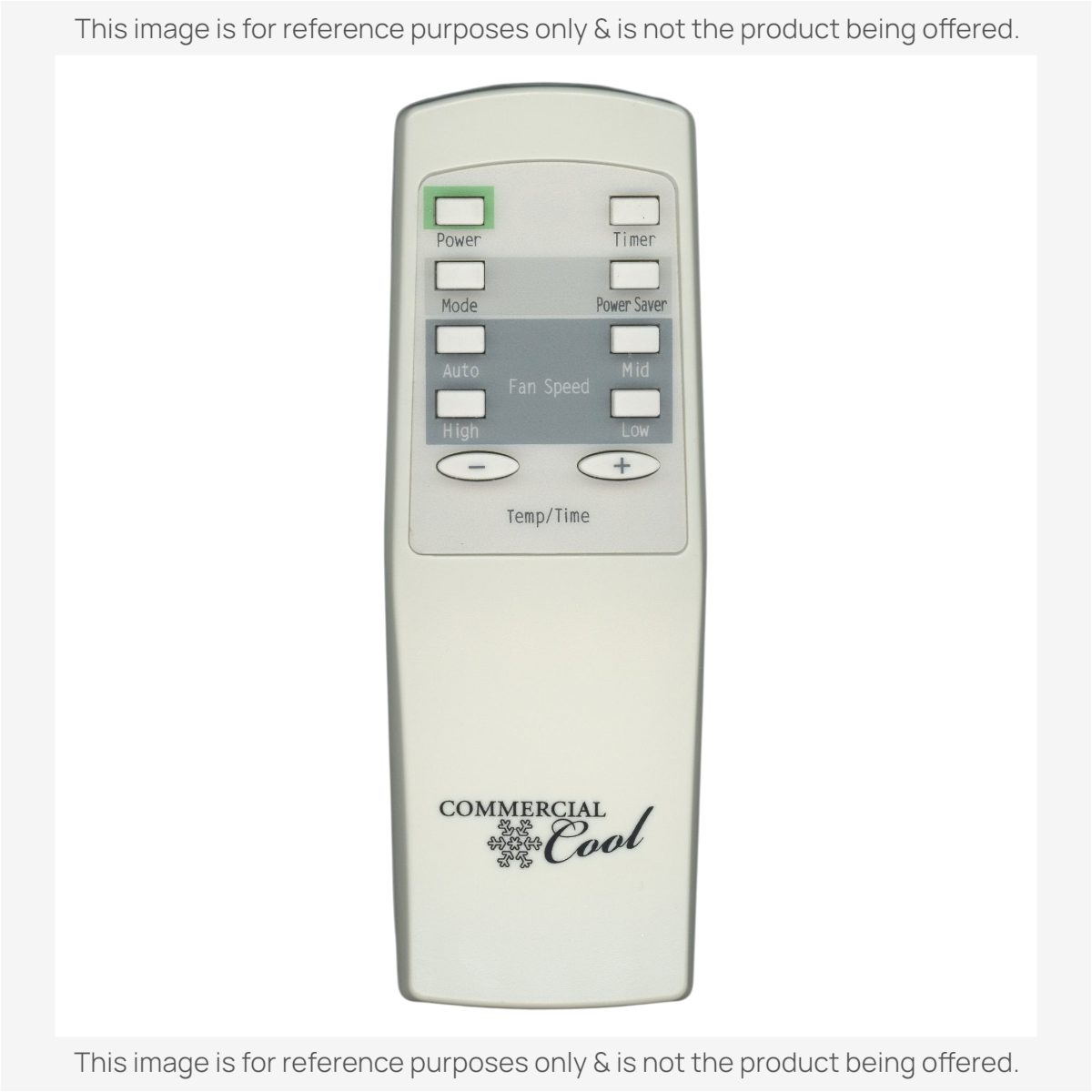 Anderic replacement remote control for Commercial Cool air conditioners with grey casing and clearly labeled buttons.