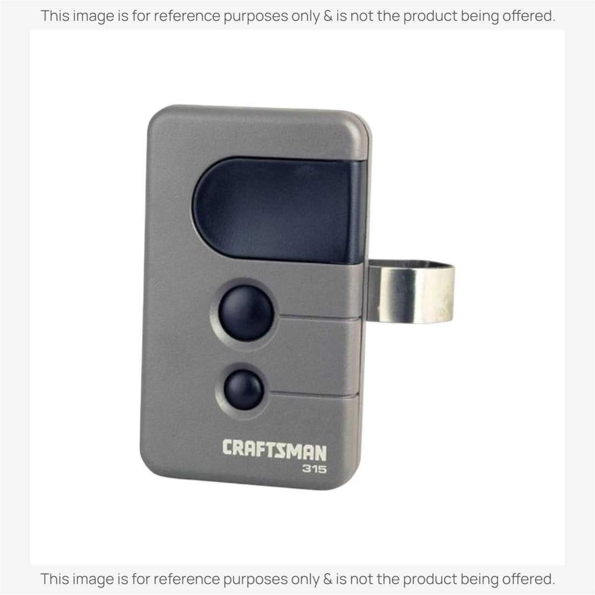 Anderic replacement remote control for Craftsman garage door openers, grey plastic with two black buttons and clip.