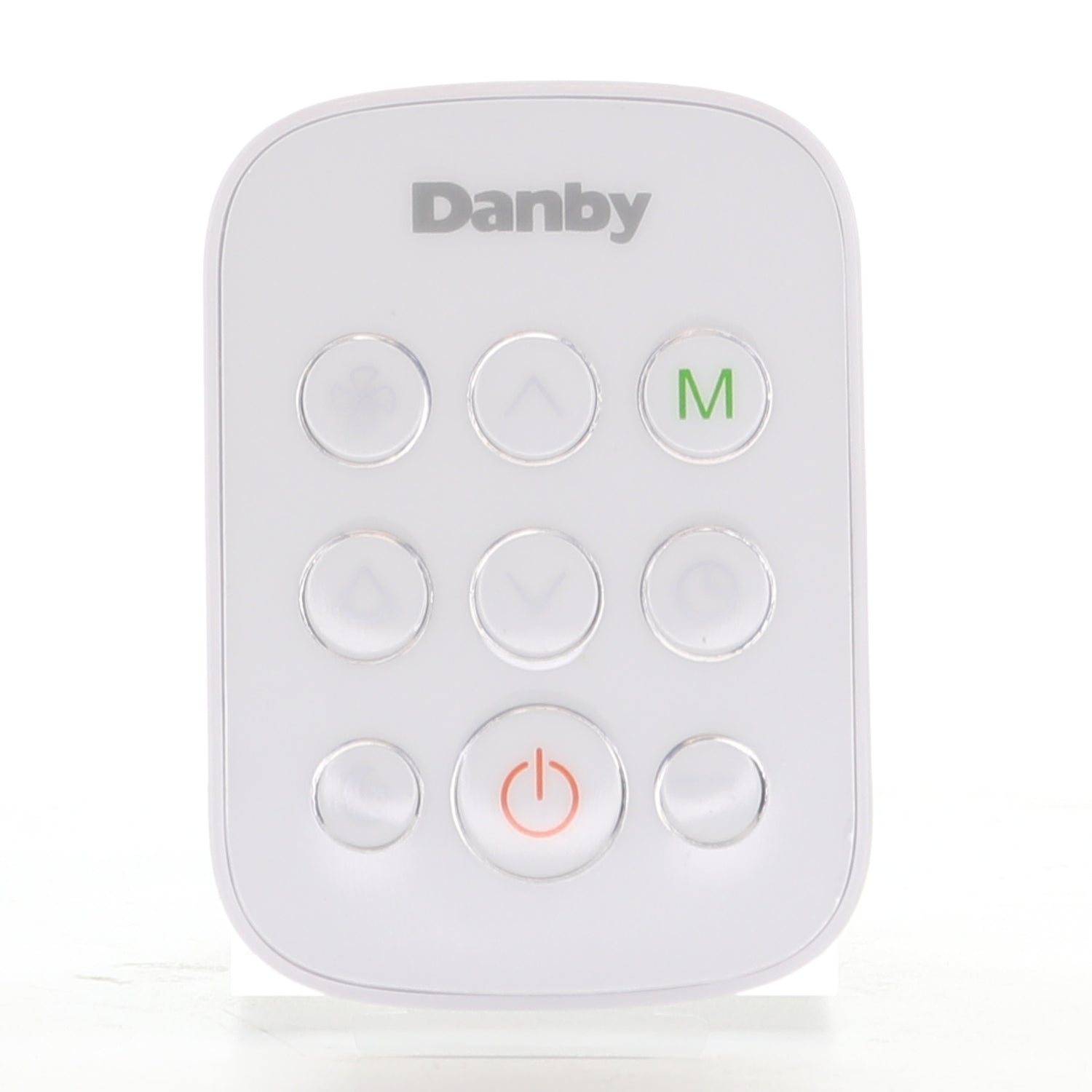 Anderic replacement remote for Danby portable air conditioner with white casing and clearly labeled control buttons.