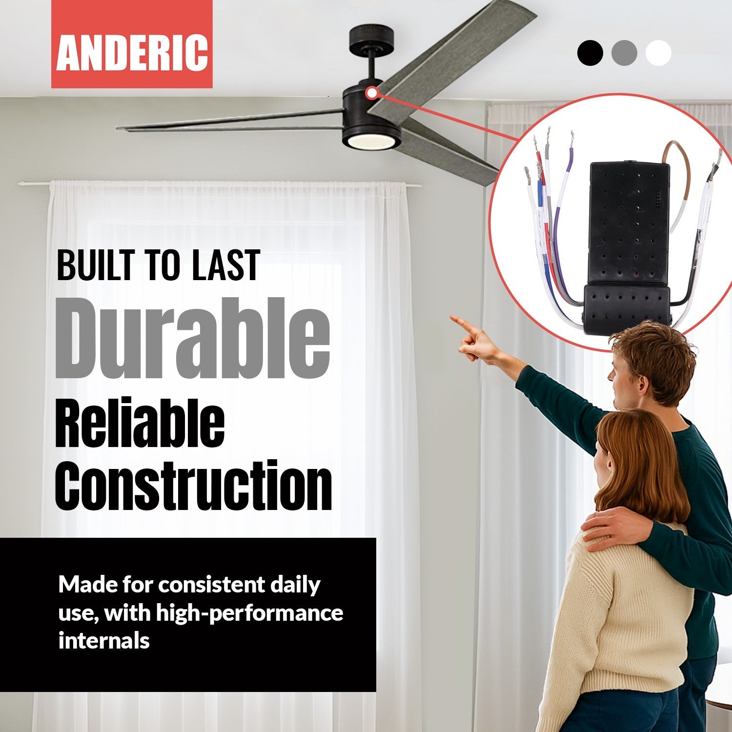 Anderic DC ceiling fan receiver replacement for Monte Carlo fans with 6-speed control and remote included.