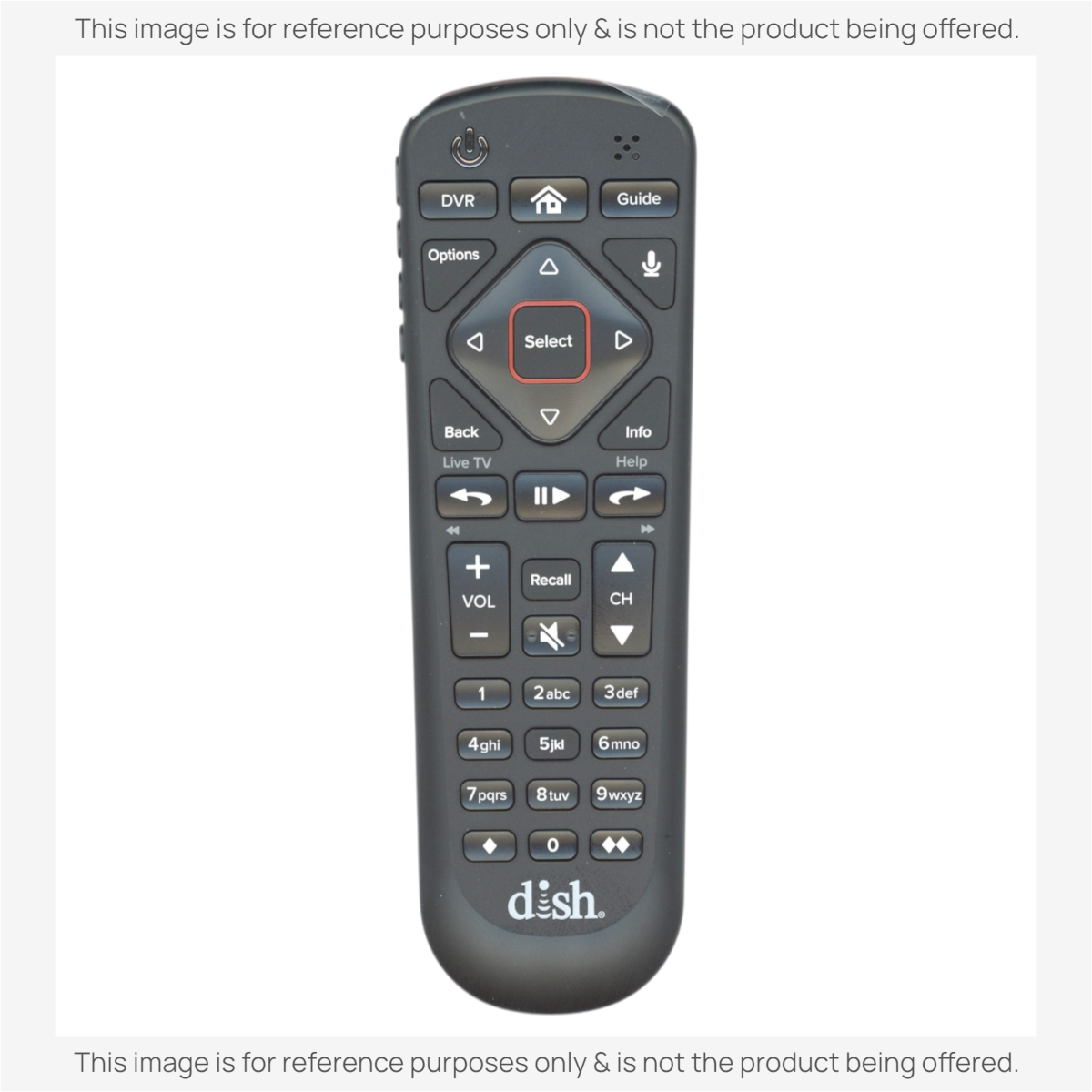 Anderic black 54.2 UHF 2G remote control for Dish Hopper, Joey, and Wally receivers with voice search functionality.