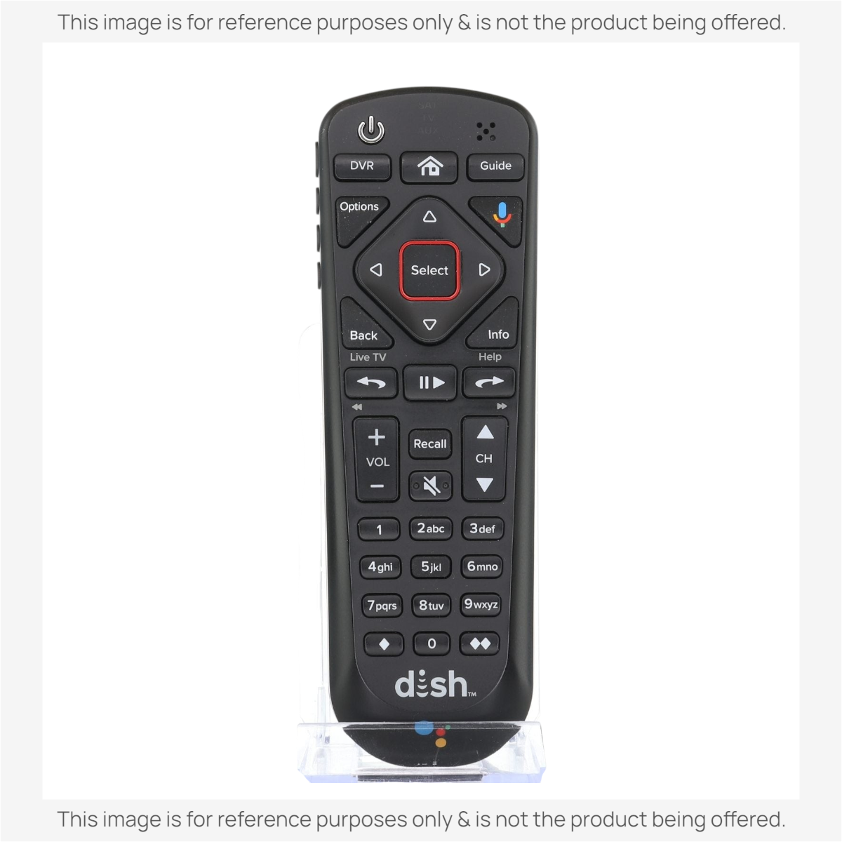 Anderic black satellite remote control for Dish receivers featuring Google Voice, backlit keypad, and ergonomic design.