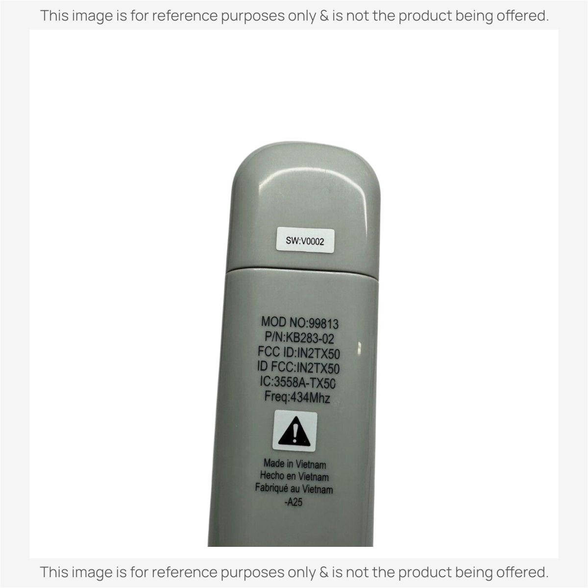 Anderic dove grey handheld ceiling fan remote control showing model 99813 and technical specifications on the back.