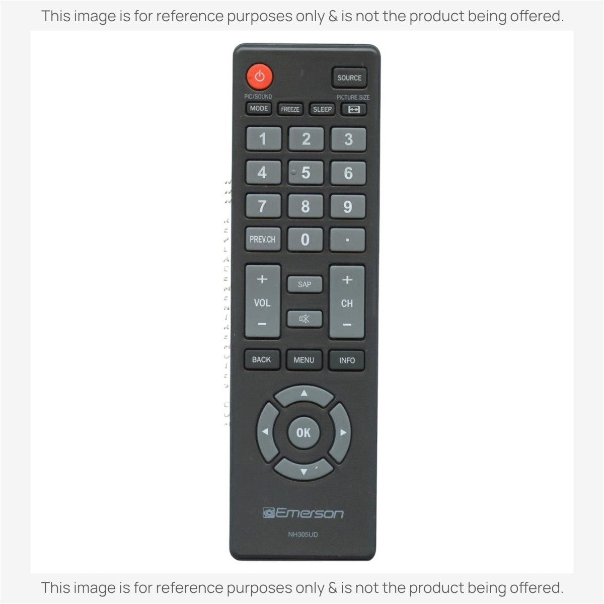 Anderic replacement TV remote for Emerson NH305UD featuring large, easy-to-read buttons and a black ergonomic design.