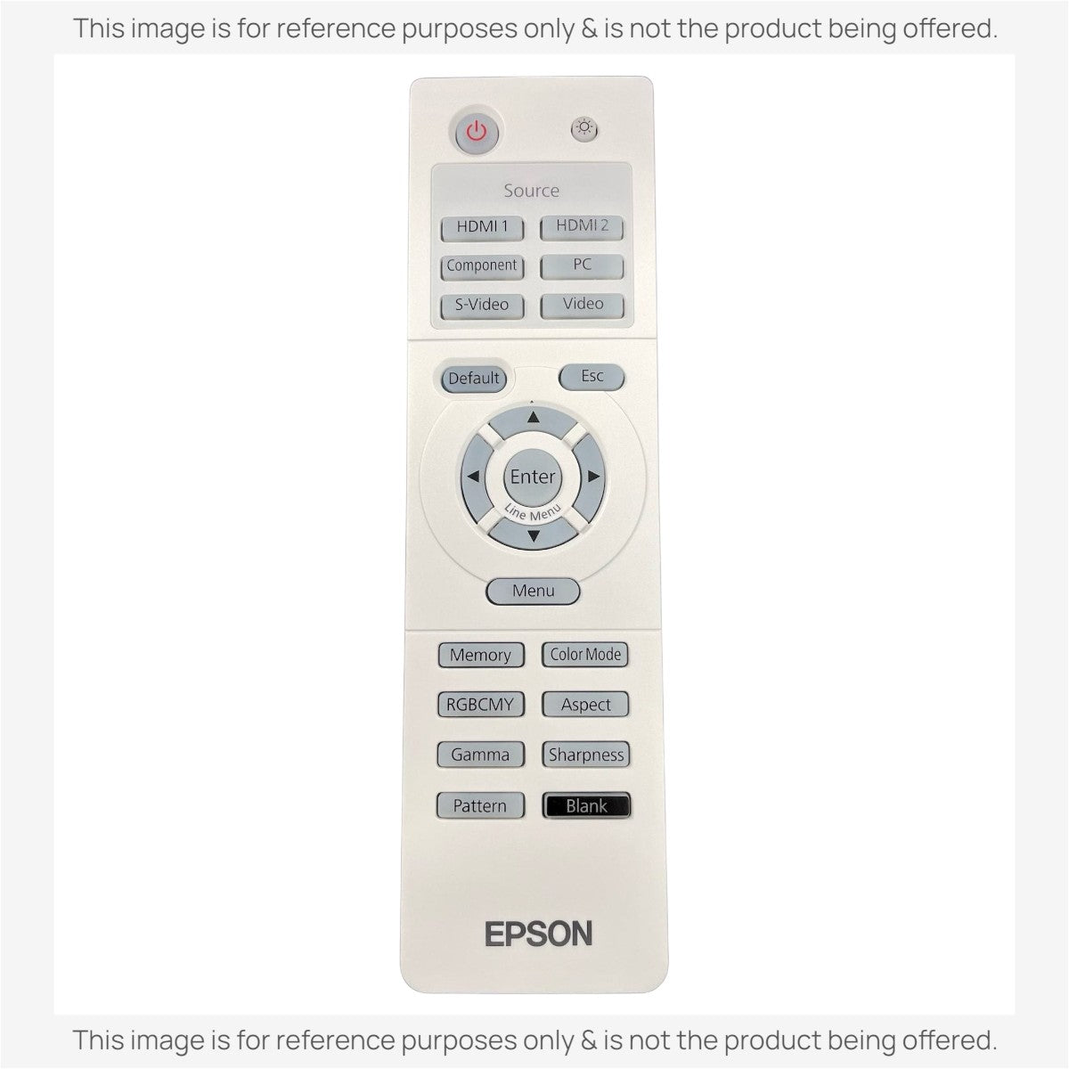 Anderic substitute remote control for Epson projectors featuring source selection, menu navigation, and function keys.