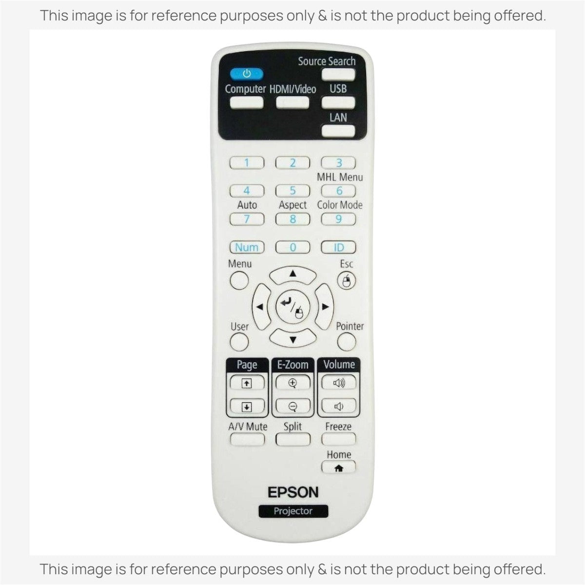 Anderic RR3720 replacement remote control for Epson projectors featuring a white body and black function buttons.