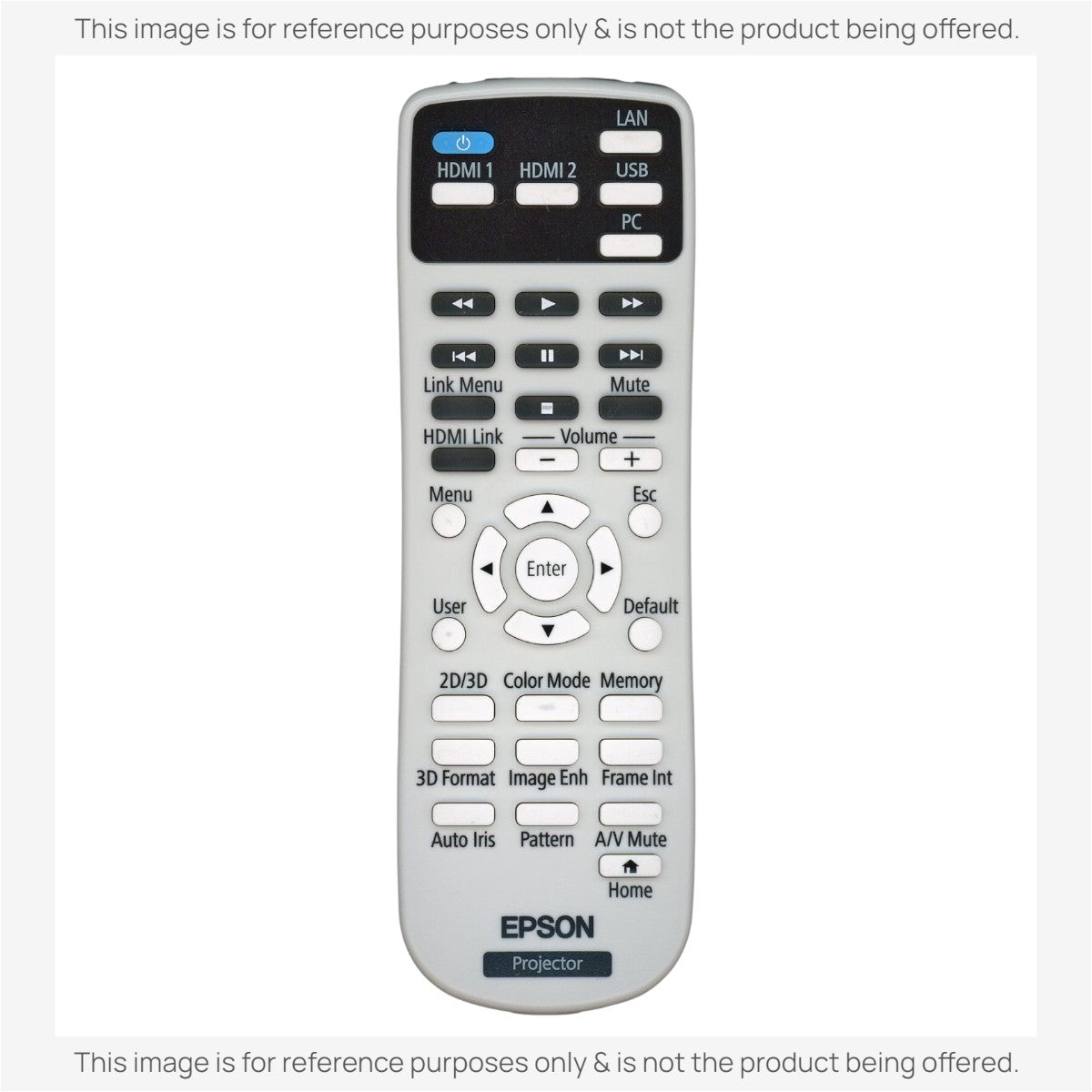 Anderic replacement remote control for Epson projectors featuring white buttons and black input selection keys.