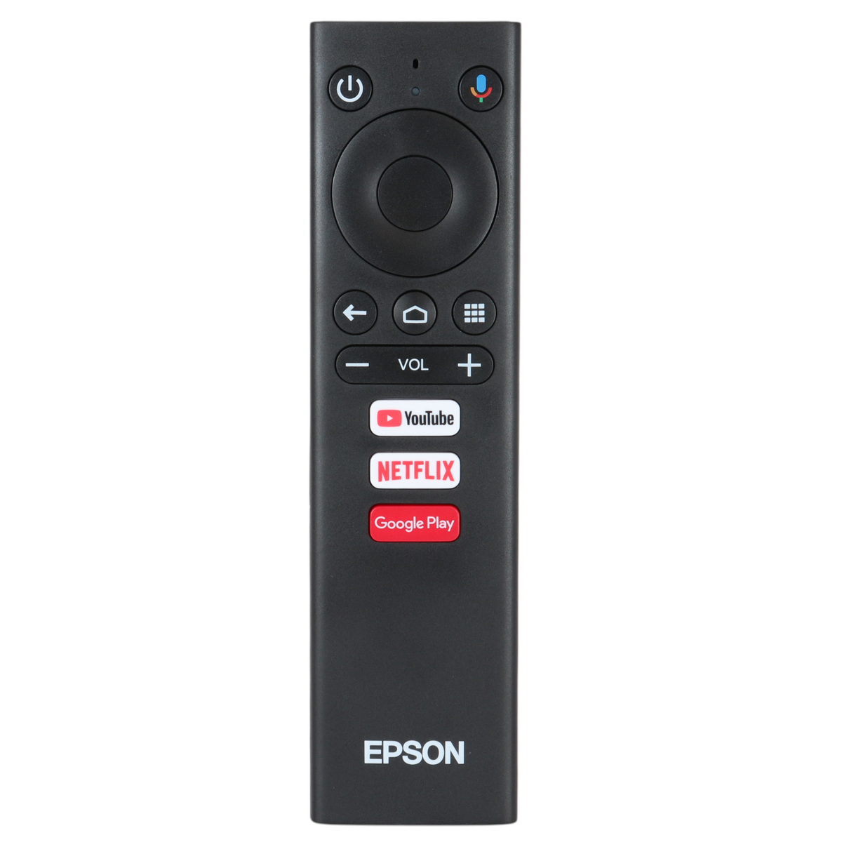 Anderic Epson WH-5674 black projector remote control with dedicated YouTube, Netflix, and Google Play buttons.