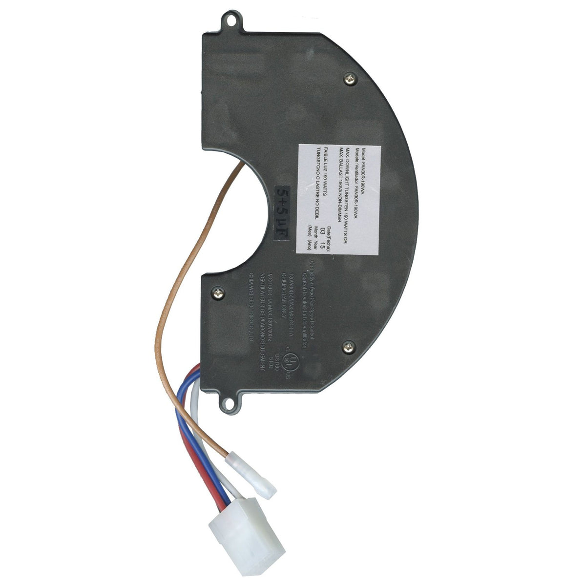 Anderic FAN30R ceiling fan receiver replacement unit with wiring harness and technical specifications label