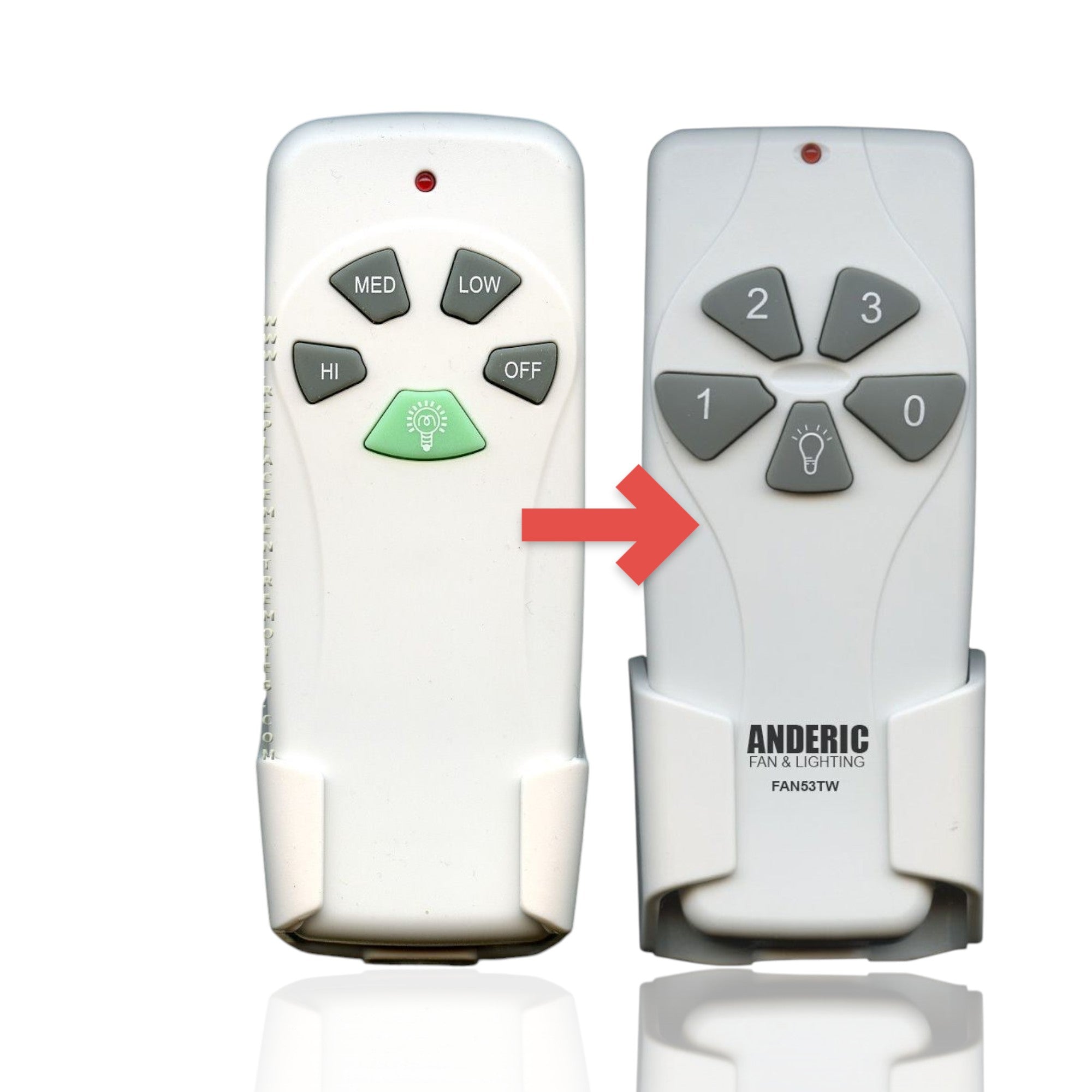 Anderic FAN53TW ceiling fan remote control substitute for Harbor Breeze FAN-11T with wall mount cradle