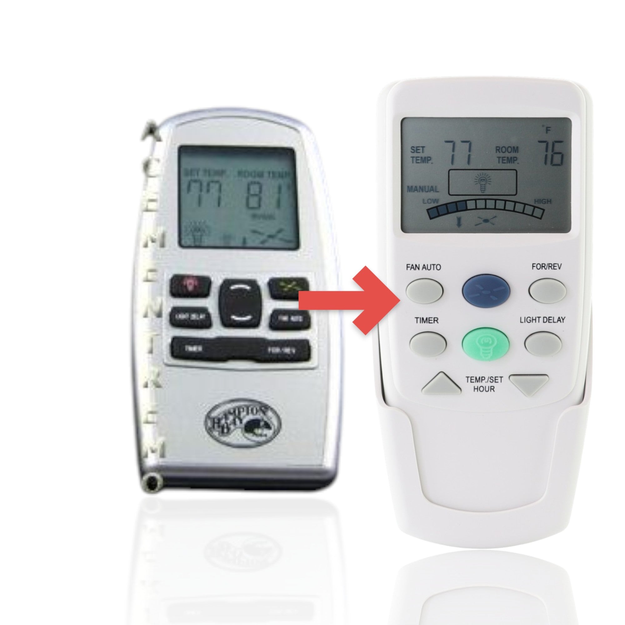 Anderic FAN9TR thermostatic ceiling fan remote control, a white replacement for the Hampton Bay FAN25T model.