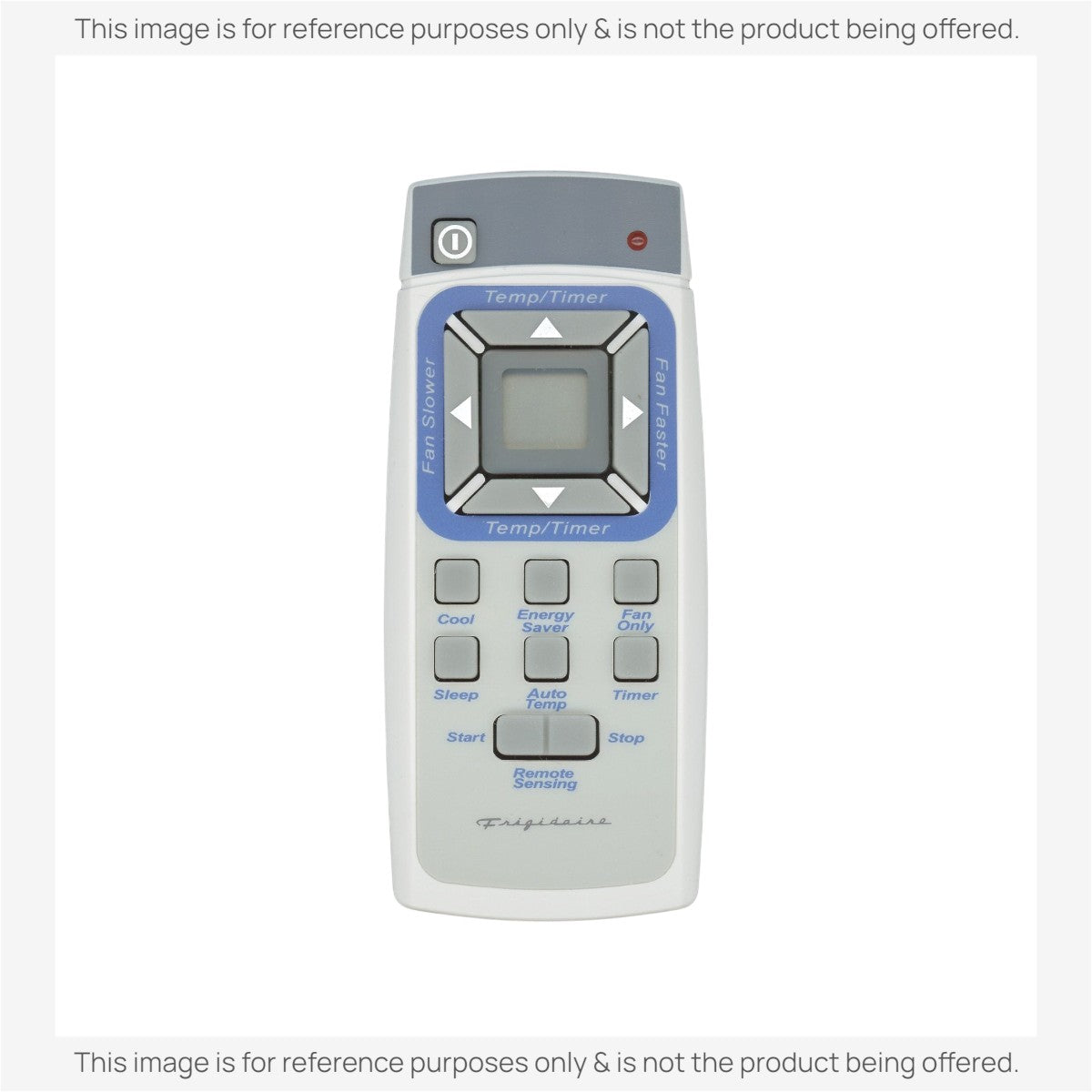 Anderic RRFRIG01 replacement remote control for Frigidaire air conditioners with grey buttons and blue accents.