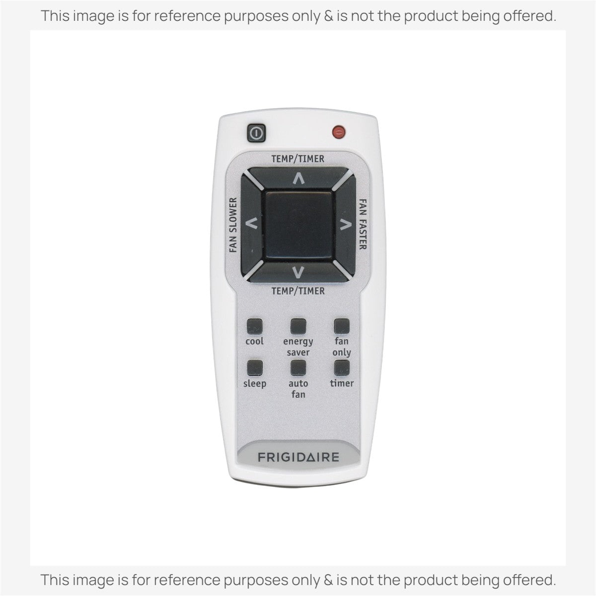 Anderic replacement remote control for Frigidaire air conditioners, white with black buttons and clear labels.