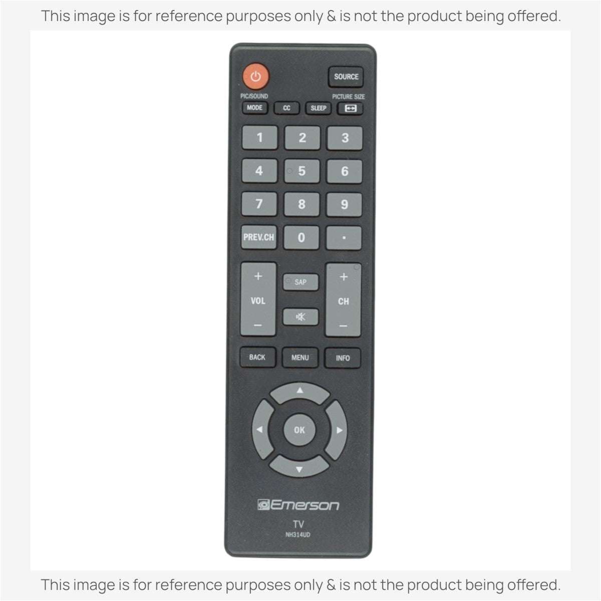 Anderic replacement TV remote for Funai and Emerson models with large, easy-to-read buttons and standard controls.