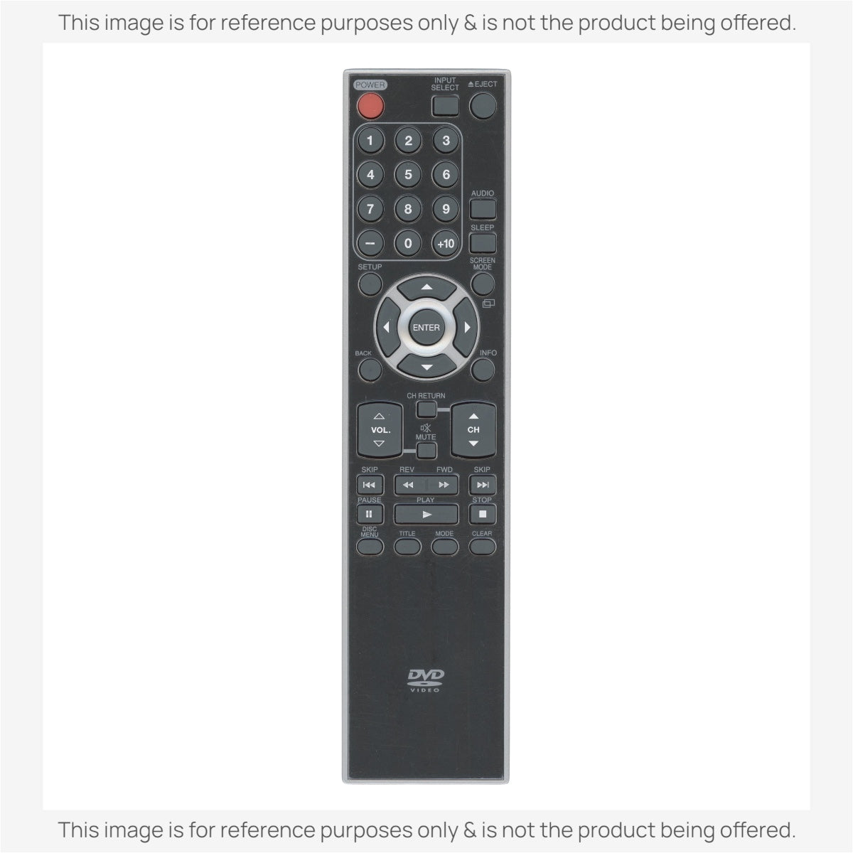 Anderic replacement remote control for Funai and Sylvania TV/DVD units featuring a full button layout in black.