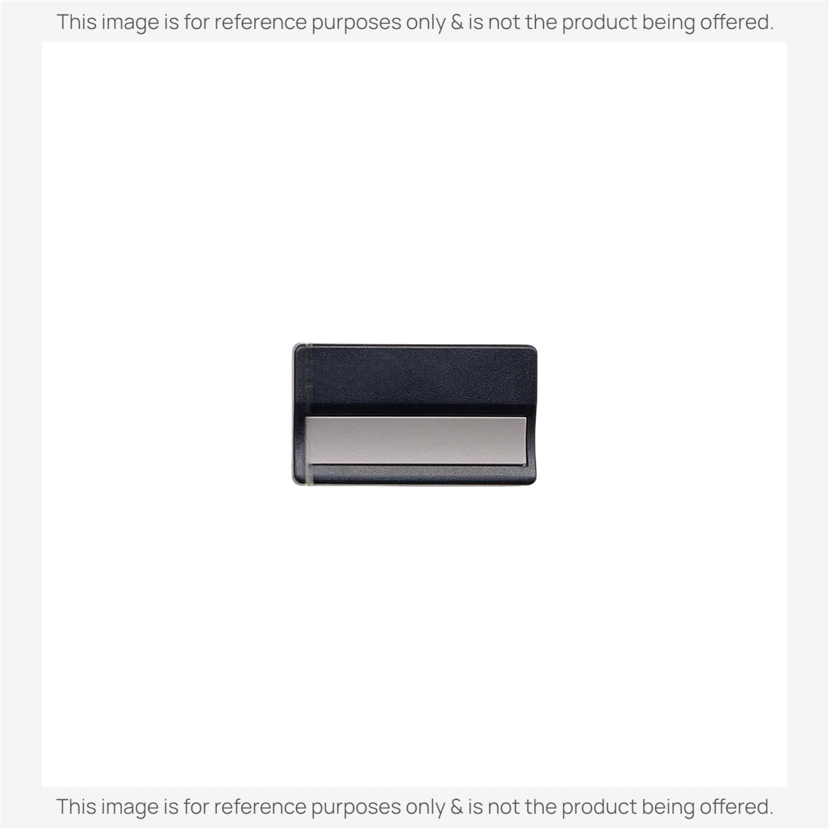 Anderic 1-button garage door opener remote in black with a silver button, compatible with Security+ systems.