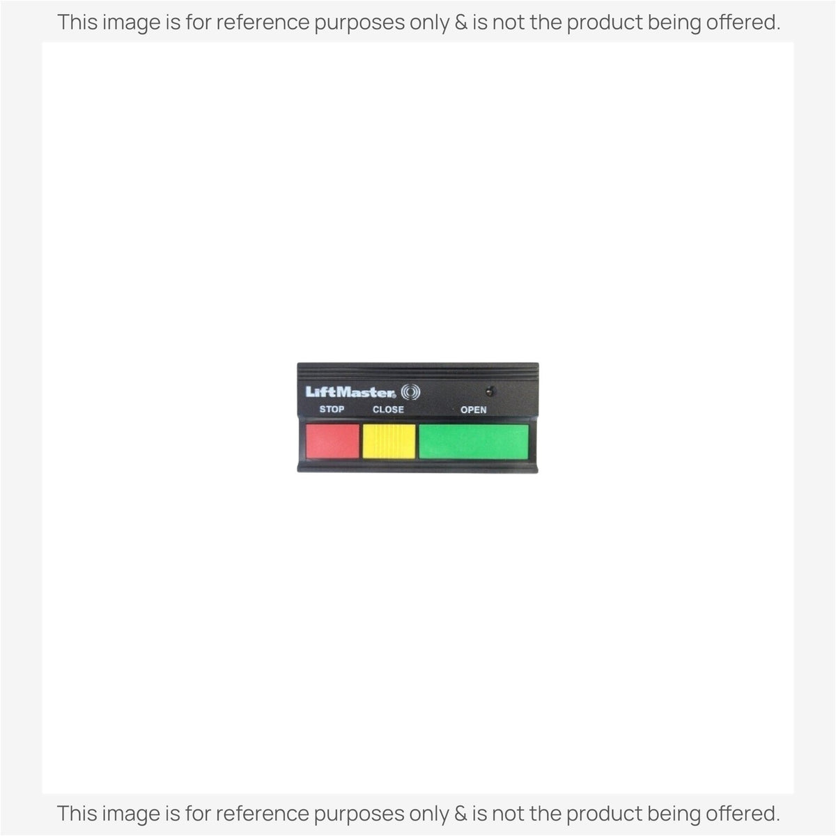 Anderic replacement garage door remote with three buttons labeled stop, close, and open in red, yellow, and green.