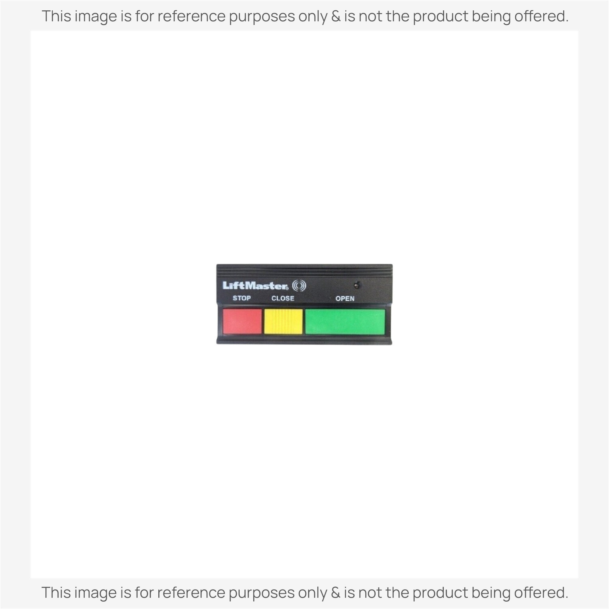 Anderic replacement garage door remote with red, yellow, and green buttons labeled Stop, Close, and Open.