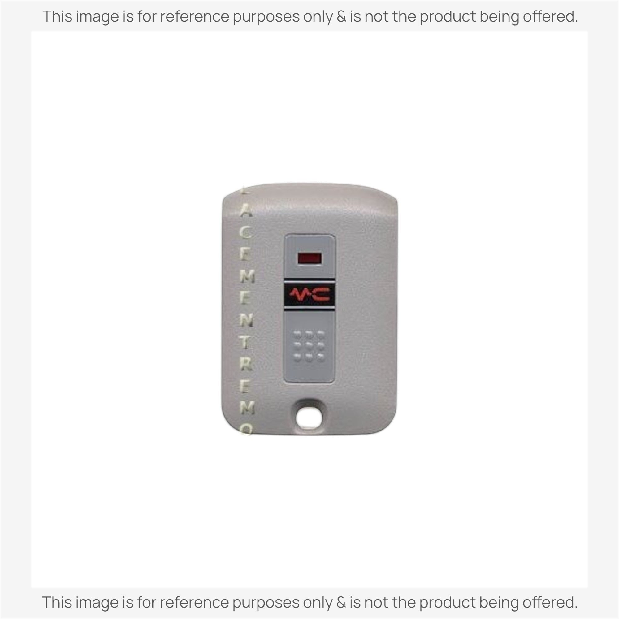 Anderic 300 MHz garage door remote control with a grey textured case, red LED indicator, and keychain hole.
