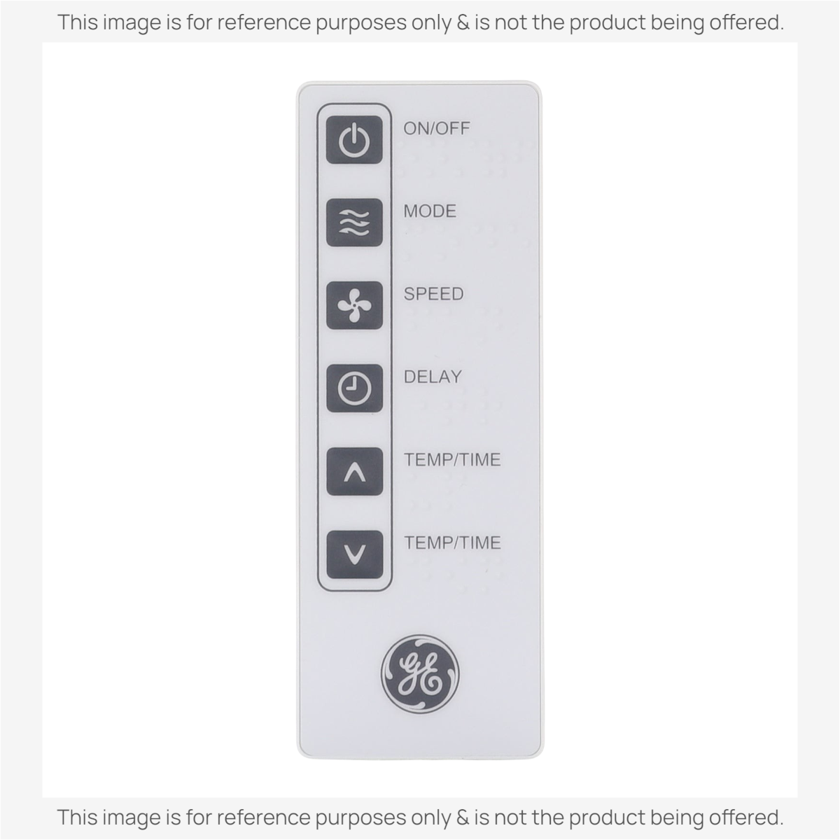 Anderic replacement remote control for GE room air conditioners, featuring white casing and grey function buttons.