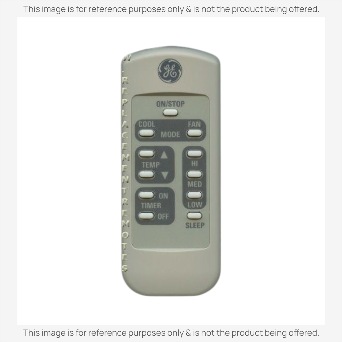 Anderic replacement remote control for GE air conditioners with grey casing and clearly labeled function buttons