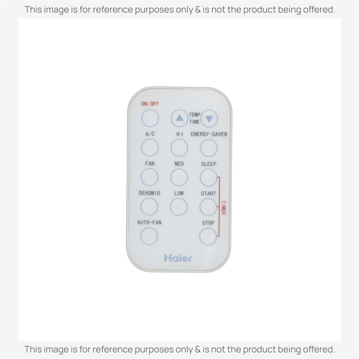 Anderic replacement remote control for GE air conditioners with white casing and clearly labeled function buttons.