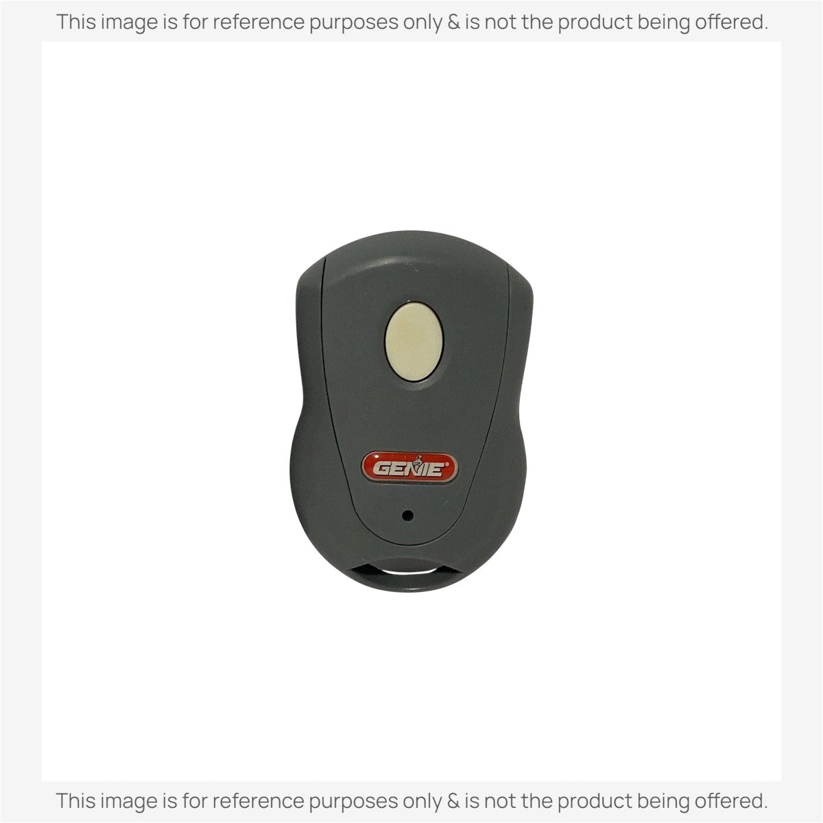 Anderic universal garage door remote control in grey with a single white button and Genie branding