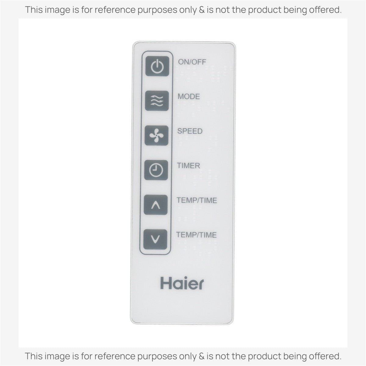 Anderic replacement remote control for Haier and GE air conditioners with power, mode, speed, and timer buttons.