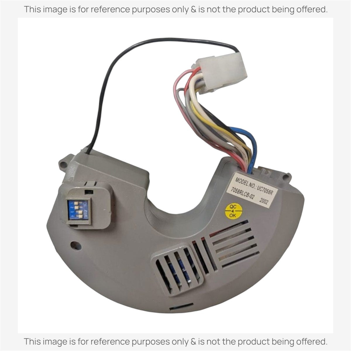 Anderic replacement ceiling fan receiver UC7058RKIT for Hampton Bay fans with wiring harness and dip switches.