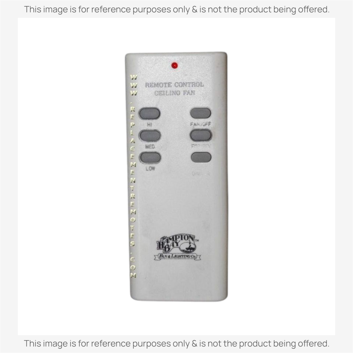 Anderic white ceiling fan remote control for Hampton Bay UC7030T with speed and light dimming buttons.