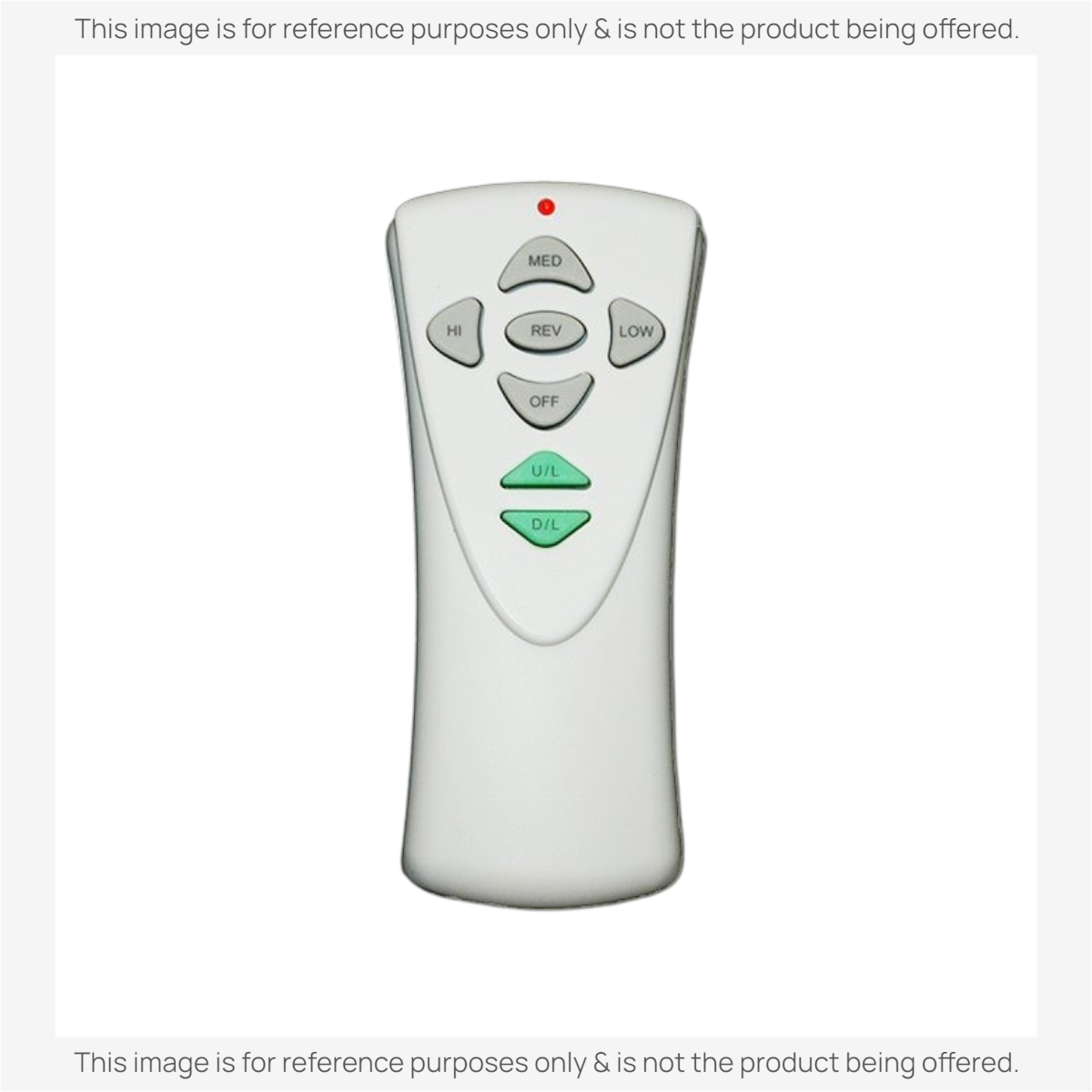 Anderic replacement ceiling fan remote for Hampton Bay TR241A with white casing and grey and green control buttons.