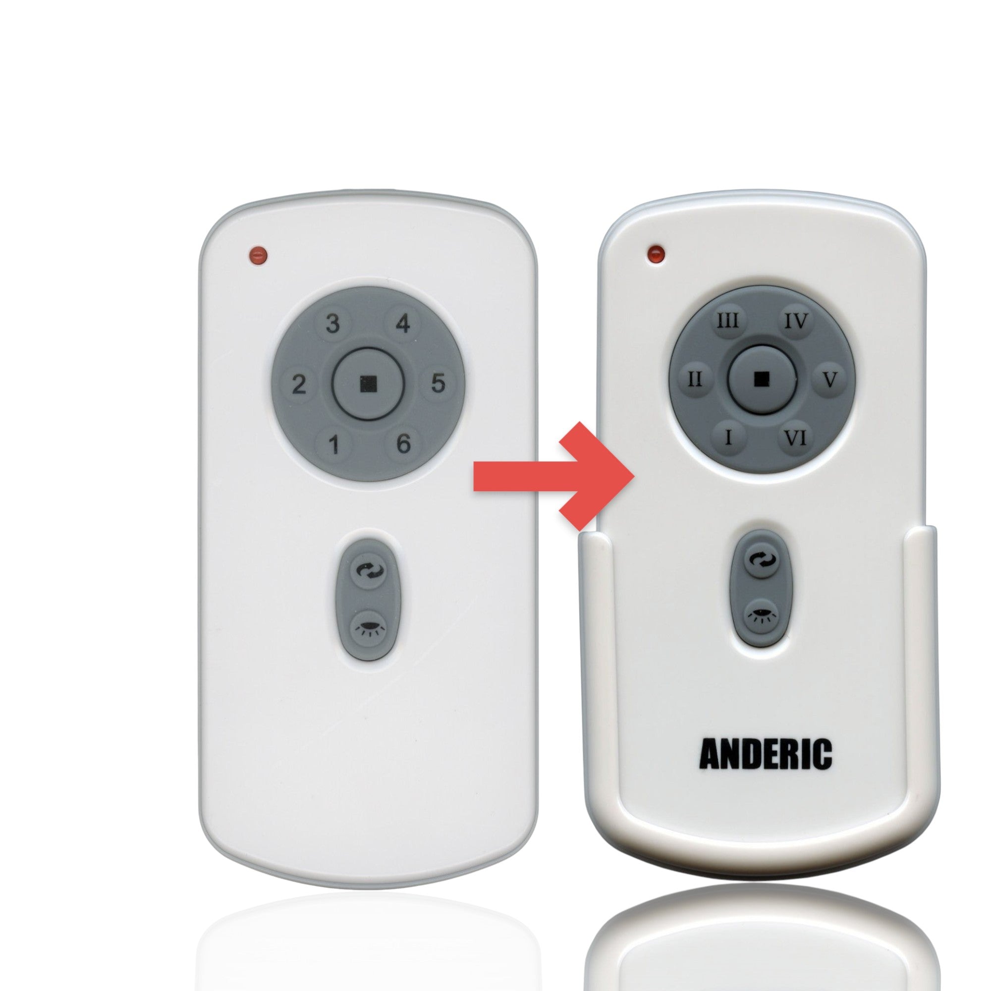 Anderic white ceiling fan remote control substitute for Hampton Bay UC787GT with speed and light buttons
