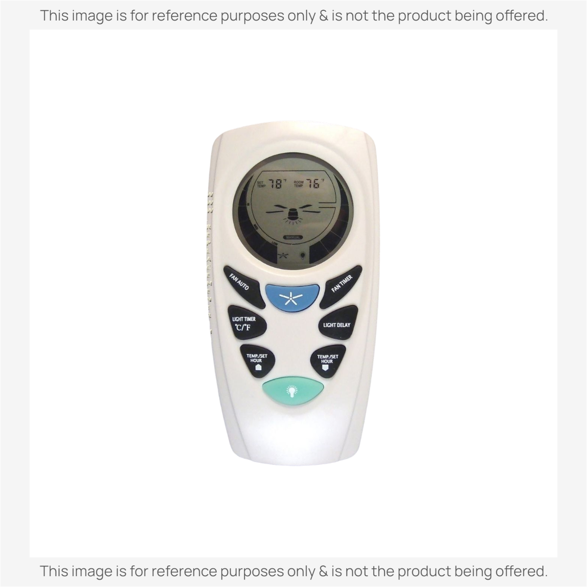 Anderic RR7087T replacement remote control for Hampton Bay ceiling fans with LCD screen and black and green buttons.