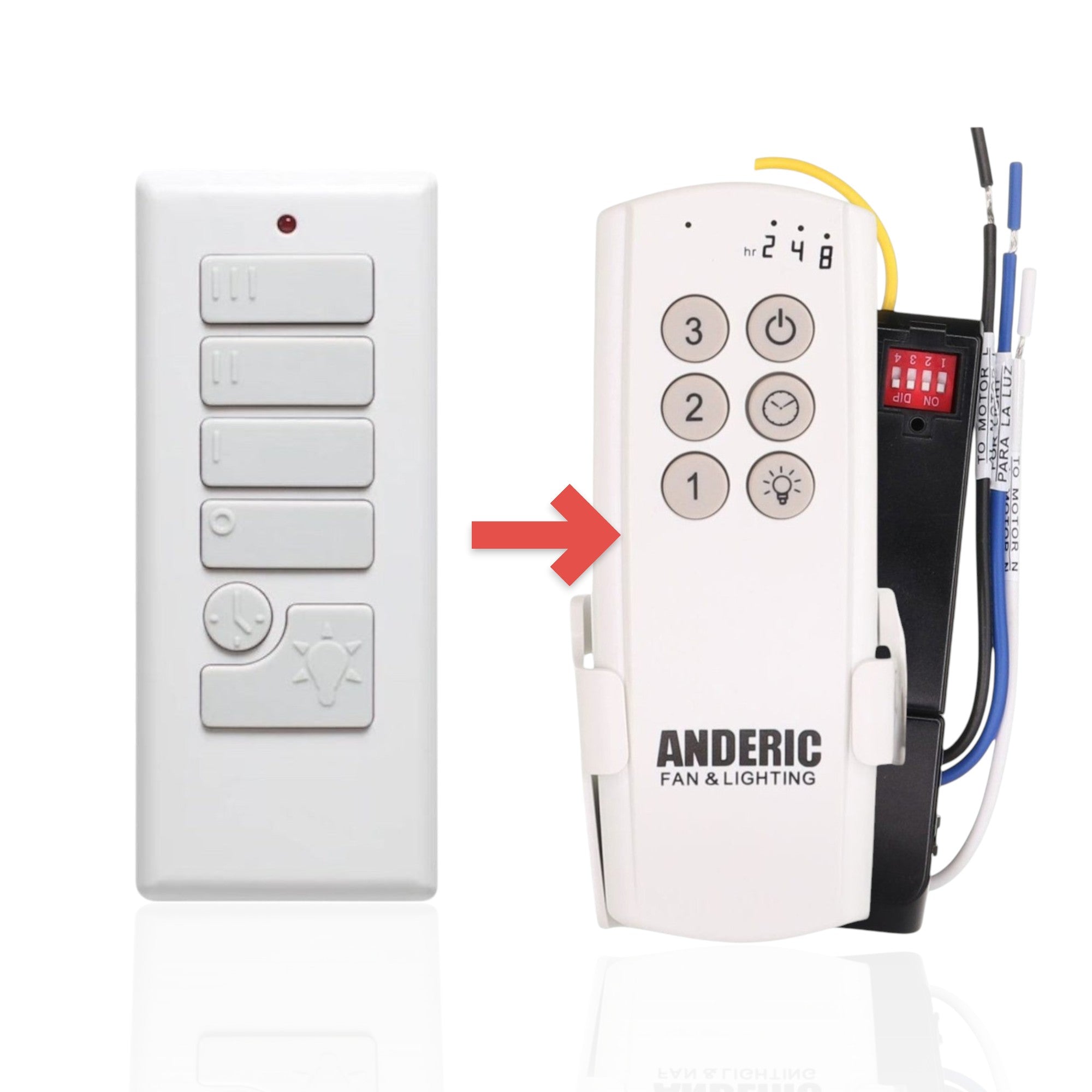 Anderic off-white plastic ceiling fan remote control with three-speed settings and light button for Harbor Breeze fans