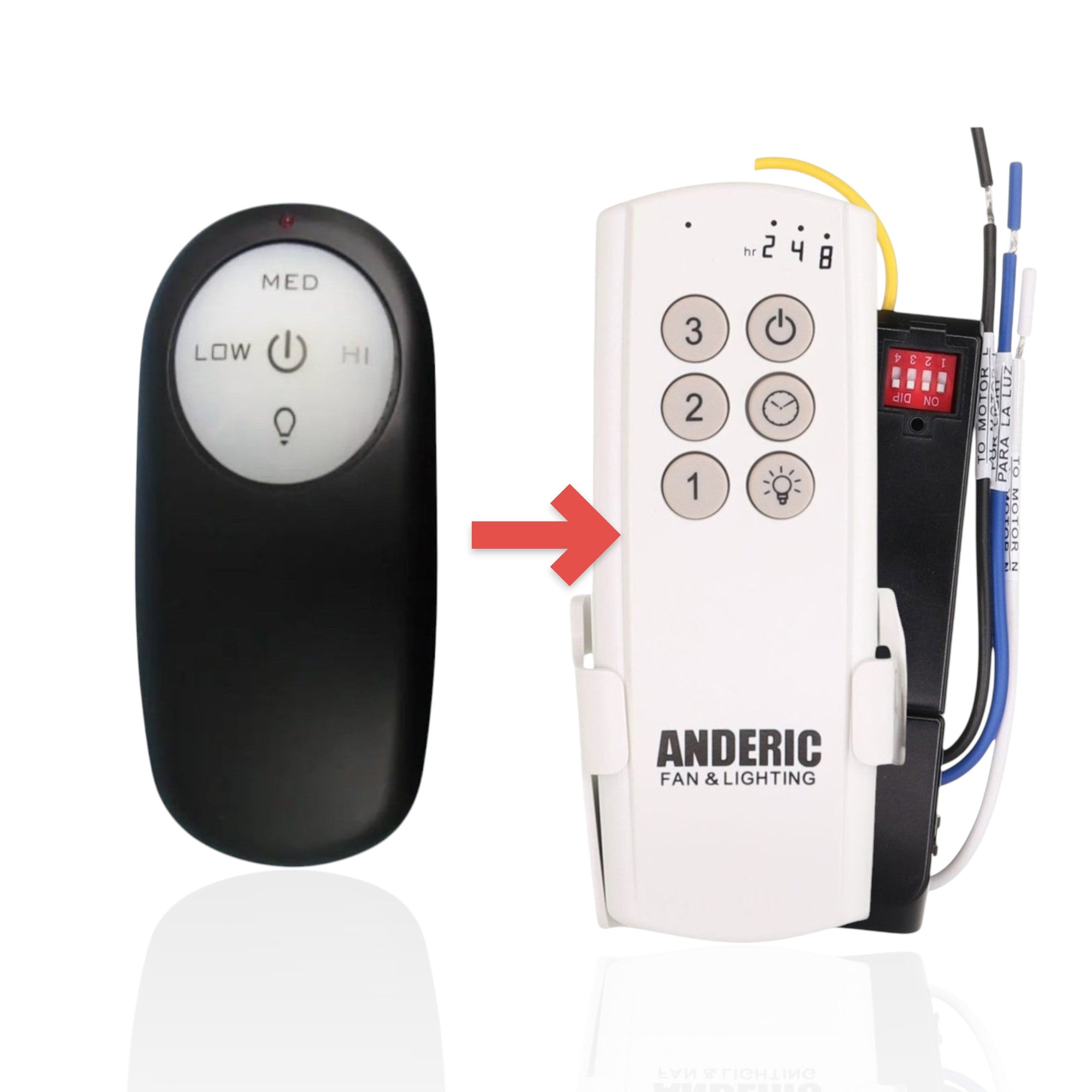 Anderic black handheld ceiling fan remote control for Harbor Breeze DL4112T with speed and light buttons