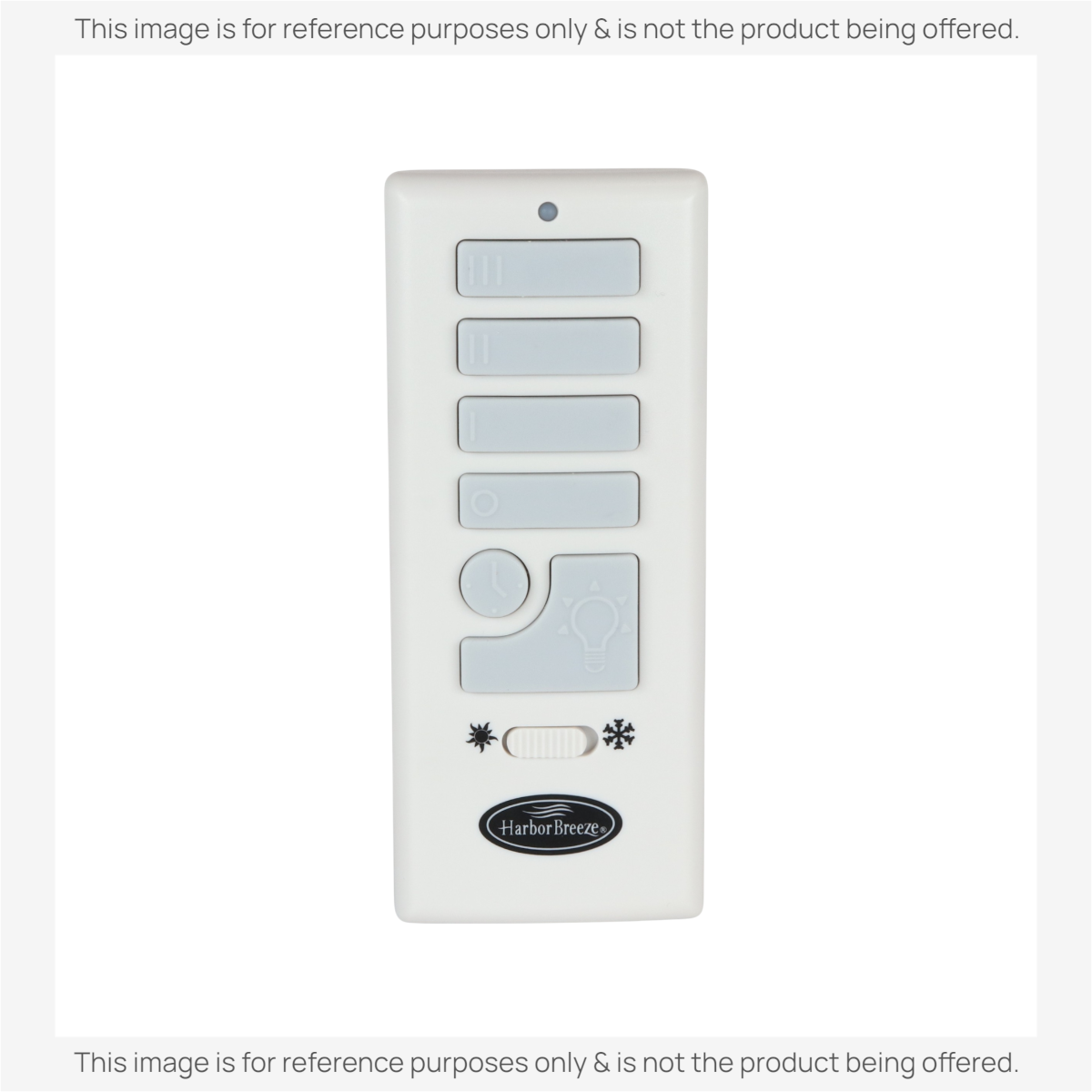 Anderic RRTX015 white ceiling fan remote control for Harbor Breeze Sailstream fans with speed and light buttons.