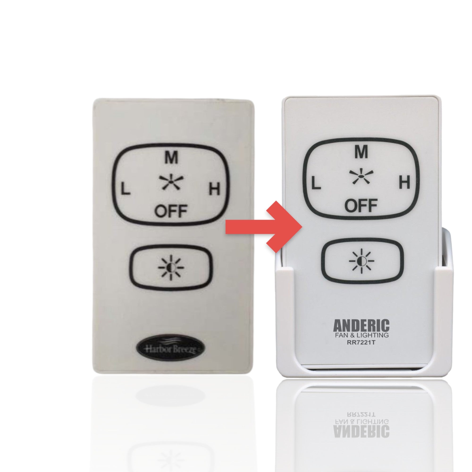 Anderic RR7221T white ceiling fan remote control replacement for Harbor Breeze UC7221T with wall mount holder