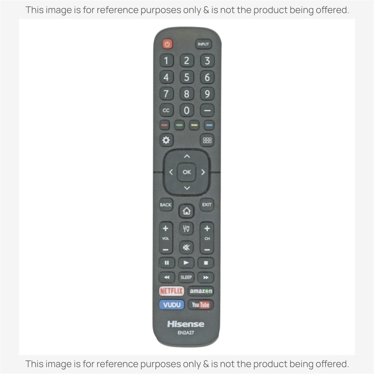 Anderic EN2A27 black infrared remote control for Hisense smart TVs with dedicated streaming service buttons.