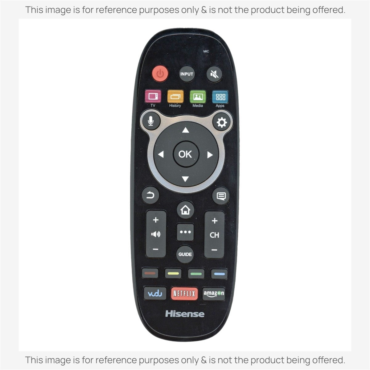 Anderic black infrared remote control for Hisense and Element smart TVs with dedicated streaming app buttons