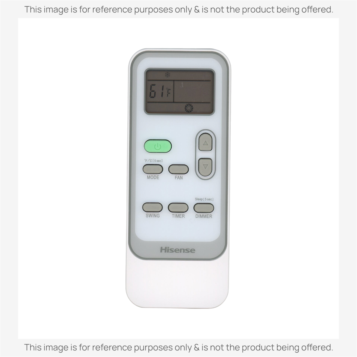 Anderic replacement remote for Hisense portable air conditioners featuring a backlit LCD screen and grey buttons.